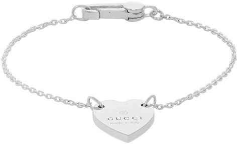 gucci toggle silver heart bracelet|heart bracelet with Gucci trademark.